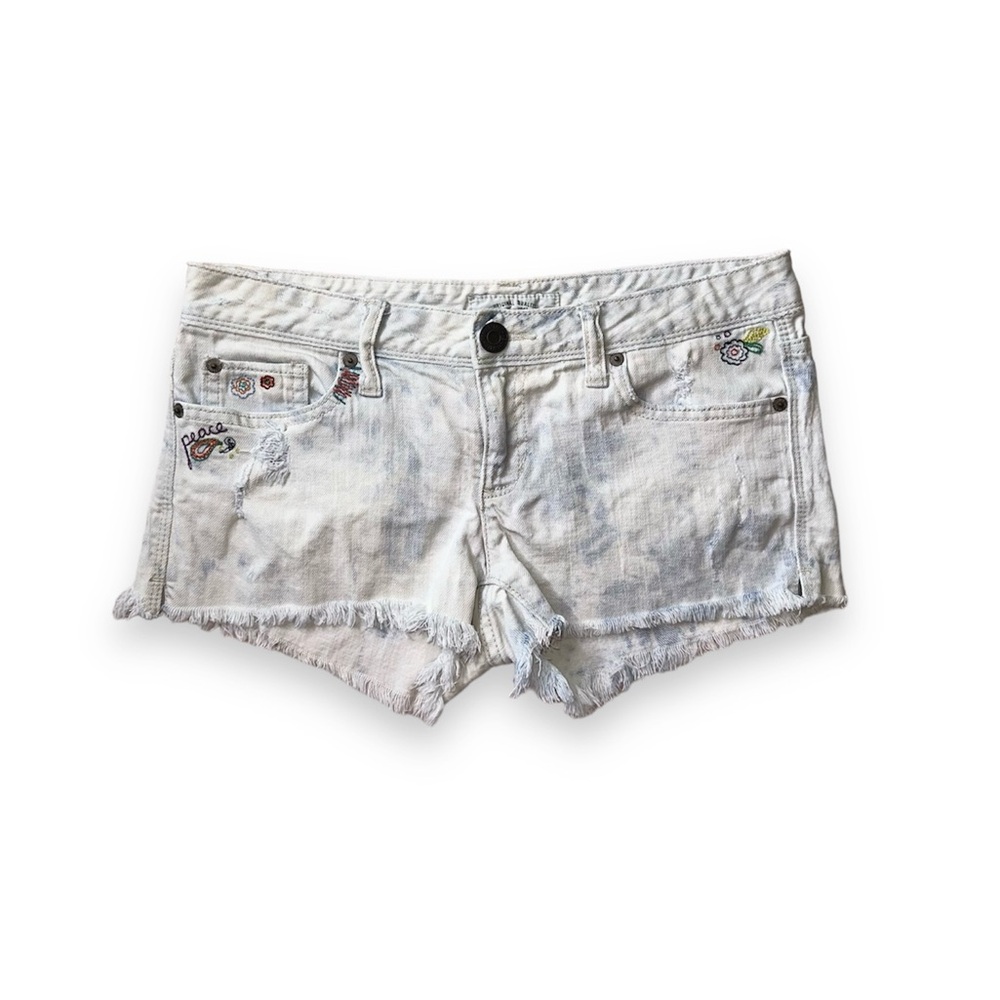 Y2K AÉROPOSTALE EMBROIDERED & FRAYED DISTRESSED DENIM SHORTS · SIZE 5/6 (JR's)